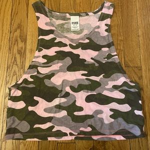 PINK camo sleeveless crop top